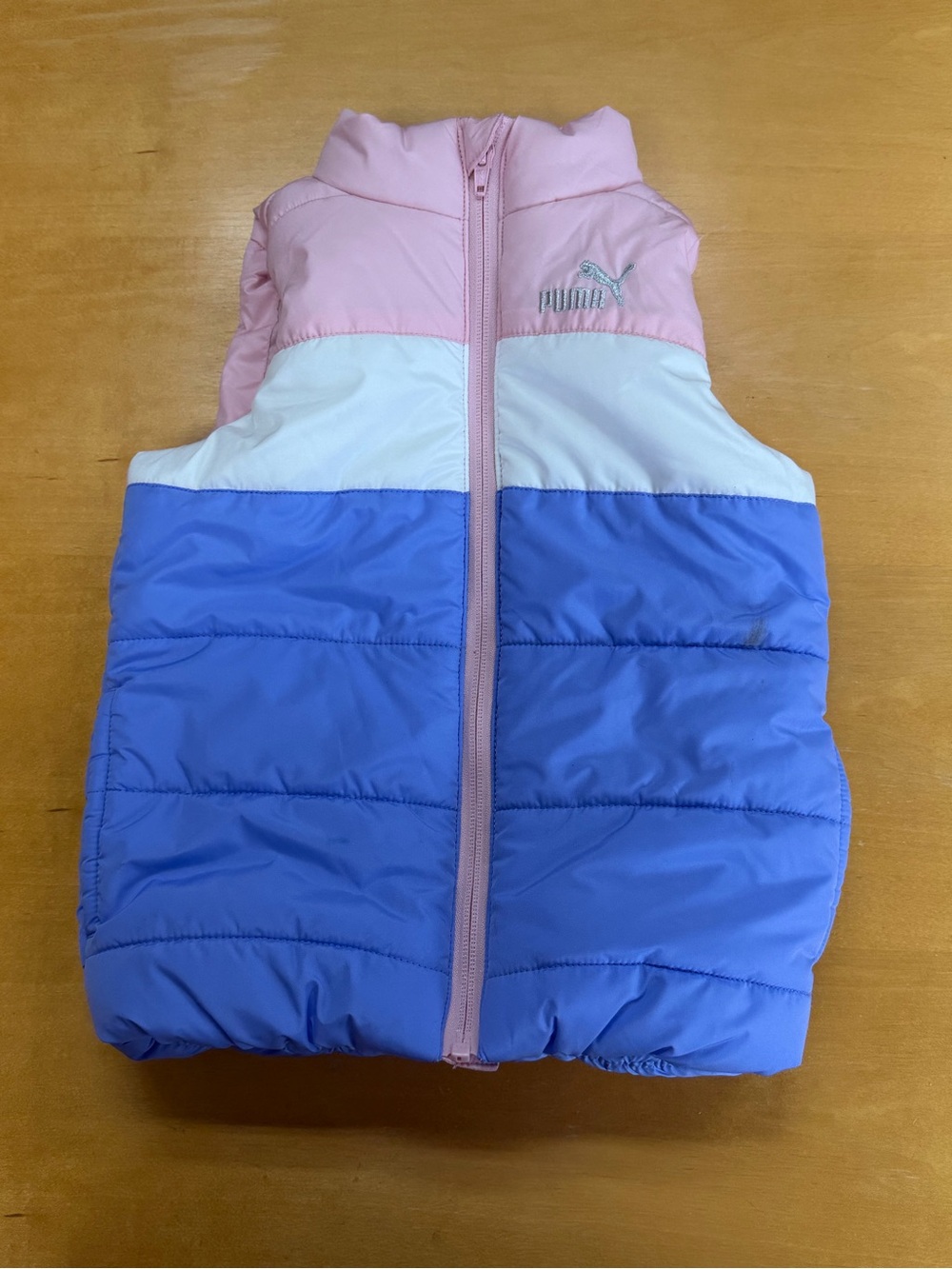 Puma Little Girls Pink/Purple Color block Puffer Vest  Sz XXS 3/4